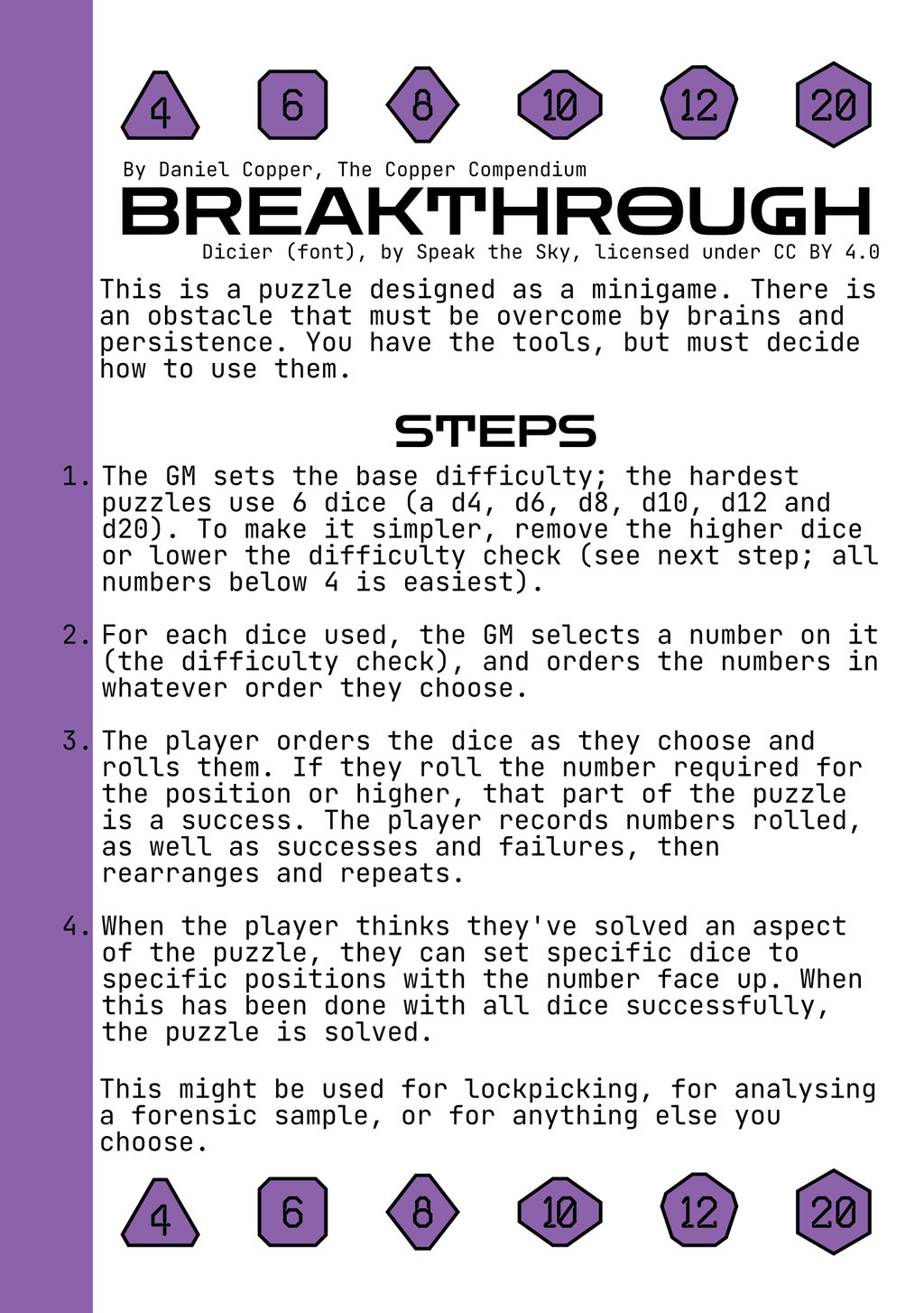The cover of BREAKTHROUGH, showing a numbered list of steps, with a purple border on the left.