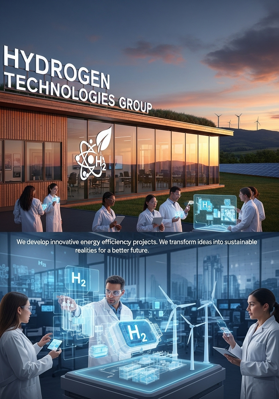 Scientists at Hydrogen Technologies Group working on sustainable green energy and hydrogen fuel cell projects.