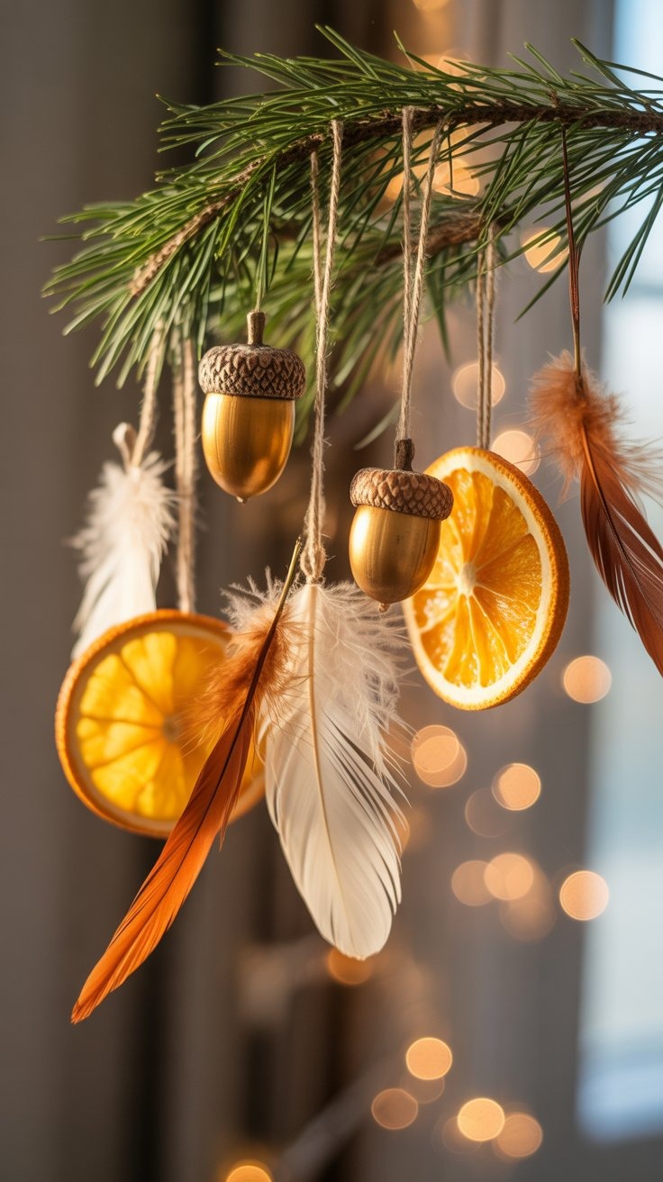 a christmas tree with oranges and nuts