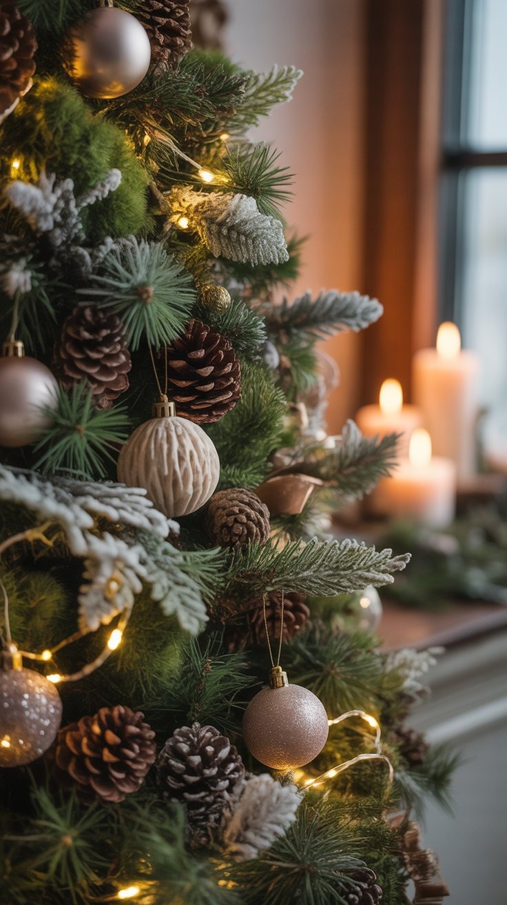 a christmas tree with candles and candles