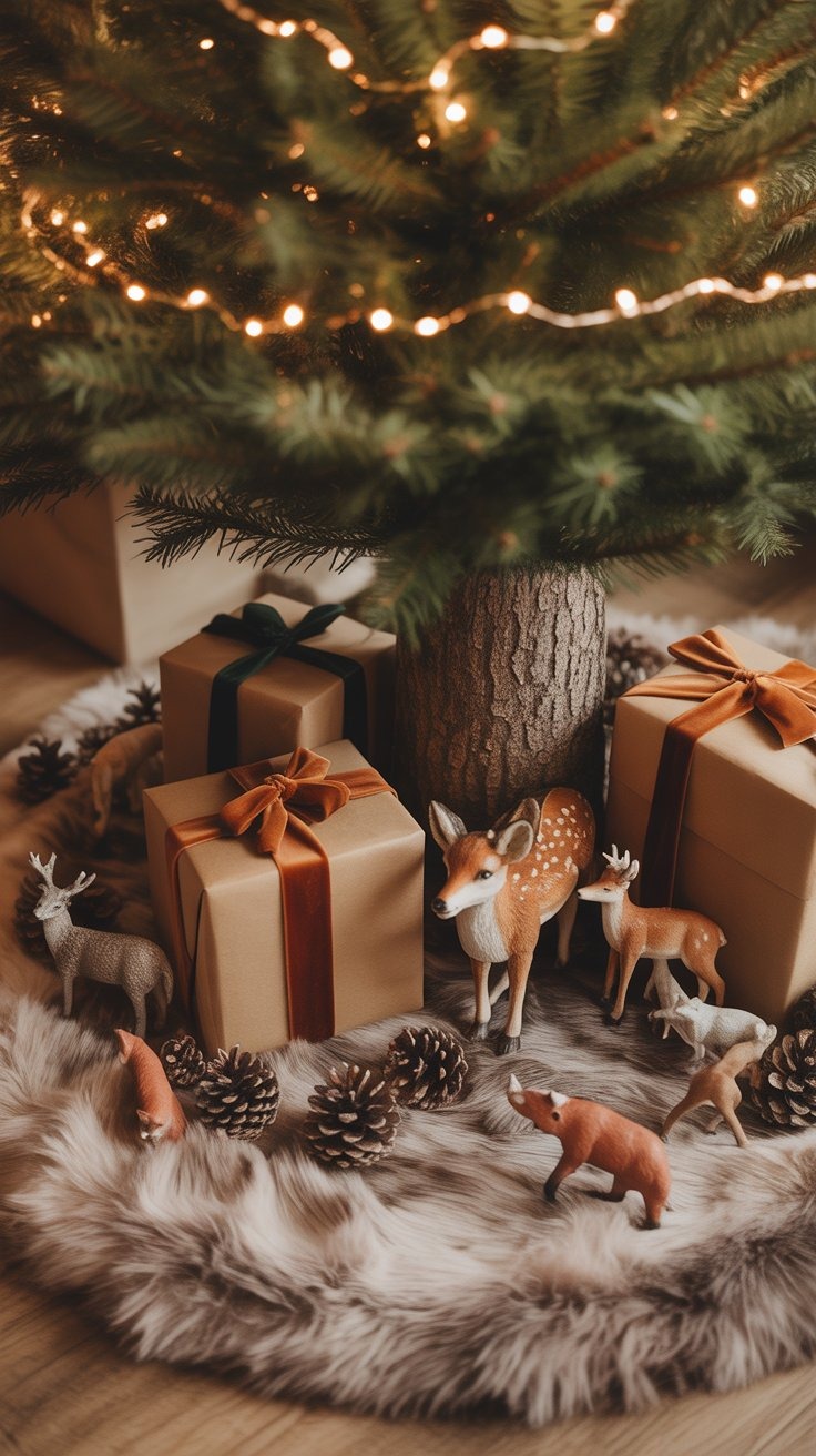 a christmas tree with deer and deers on it