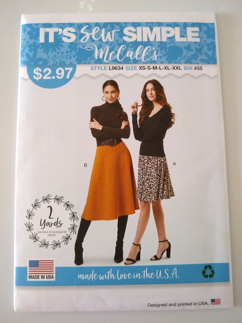 McCall’s L9634 knit skirt sewing pattern in two lengths.