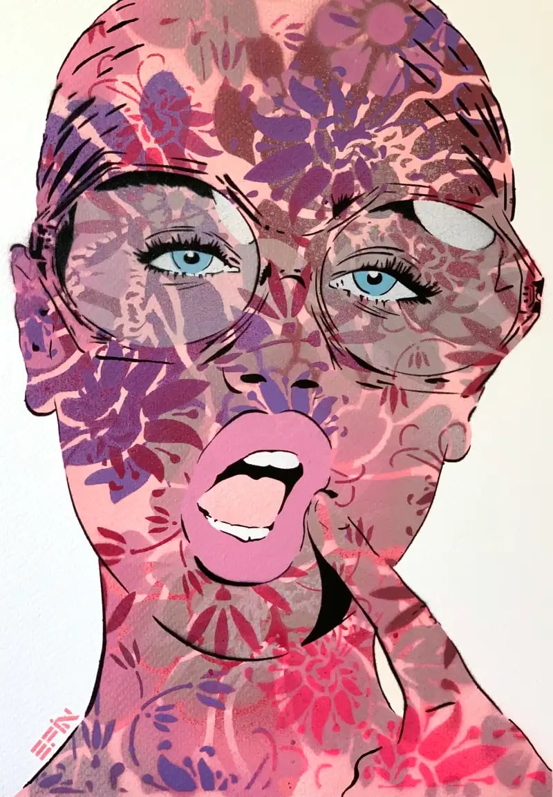 Efin art womans portrait pink