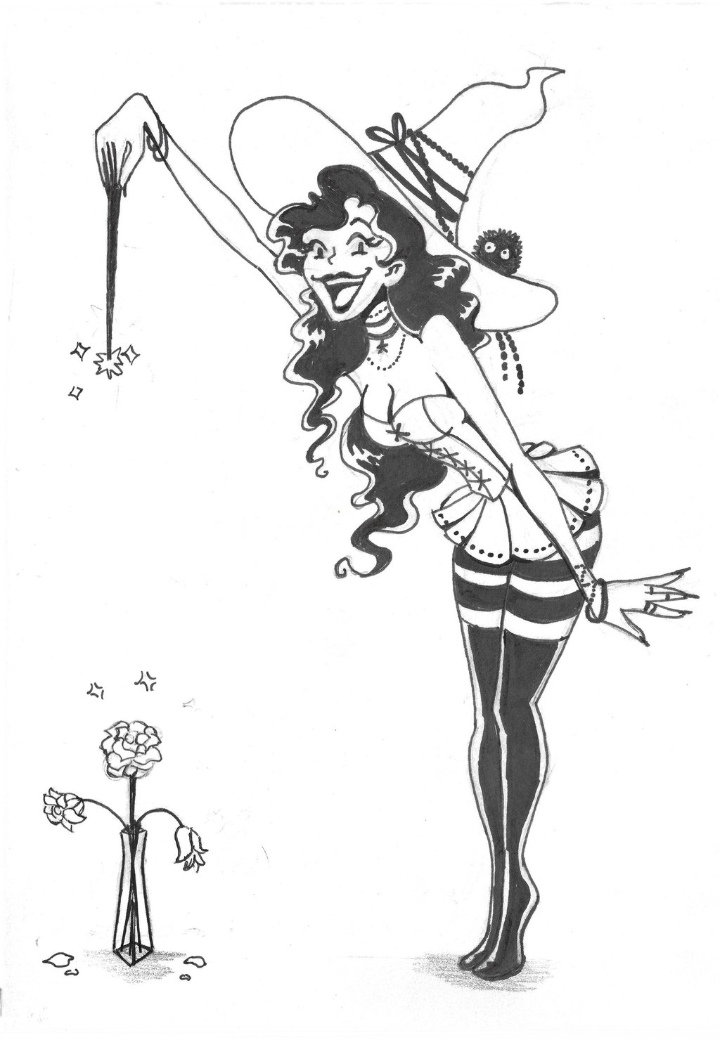 a cartoon witch in classical cartoon style