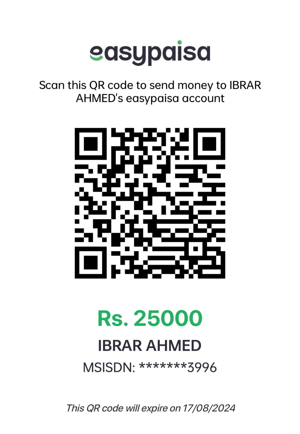 a qr coder Easypaisa