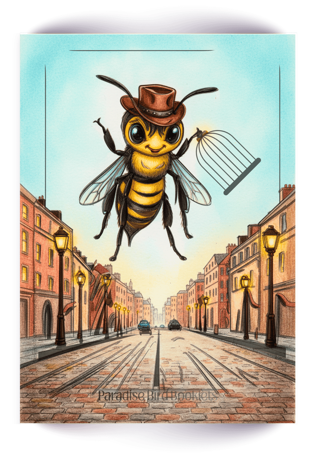 Colored in freebie coloring page of a cute bumblebee 