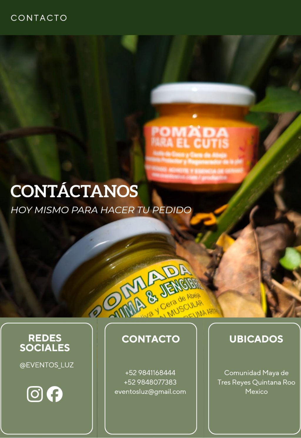 contacto catalogo productos y medicinas naturales eventos luz comunidad maya