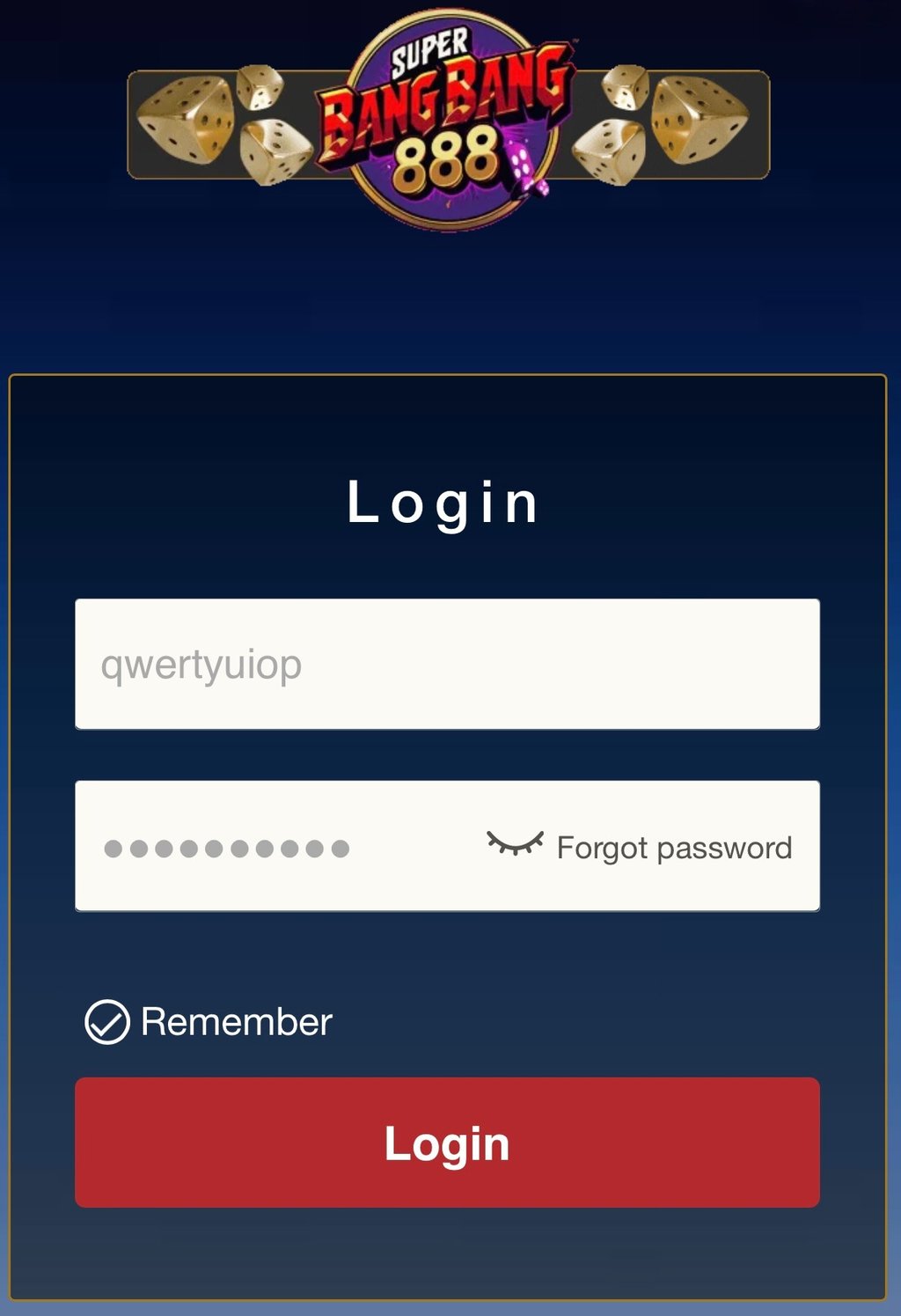 login sample image for superbangbang888