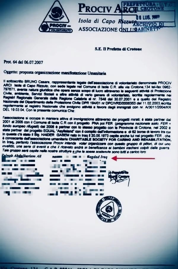 zainab abdulkarim, art, scam, smuggling people, italy, crotone,false art exhibition,skien,oslo,Facilitating migrant smuggling
