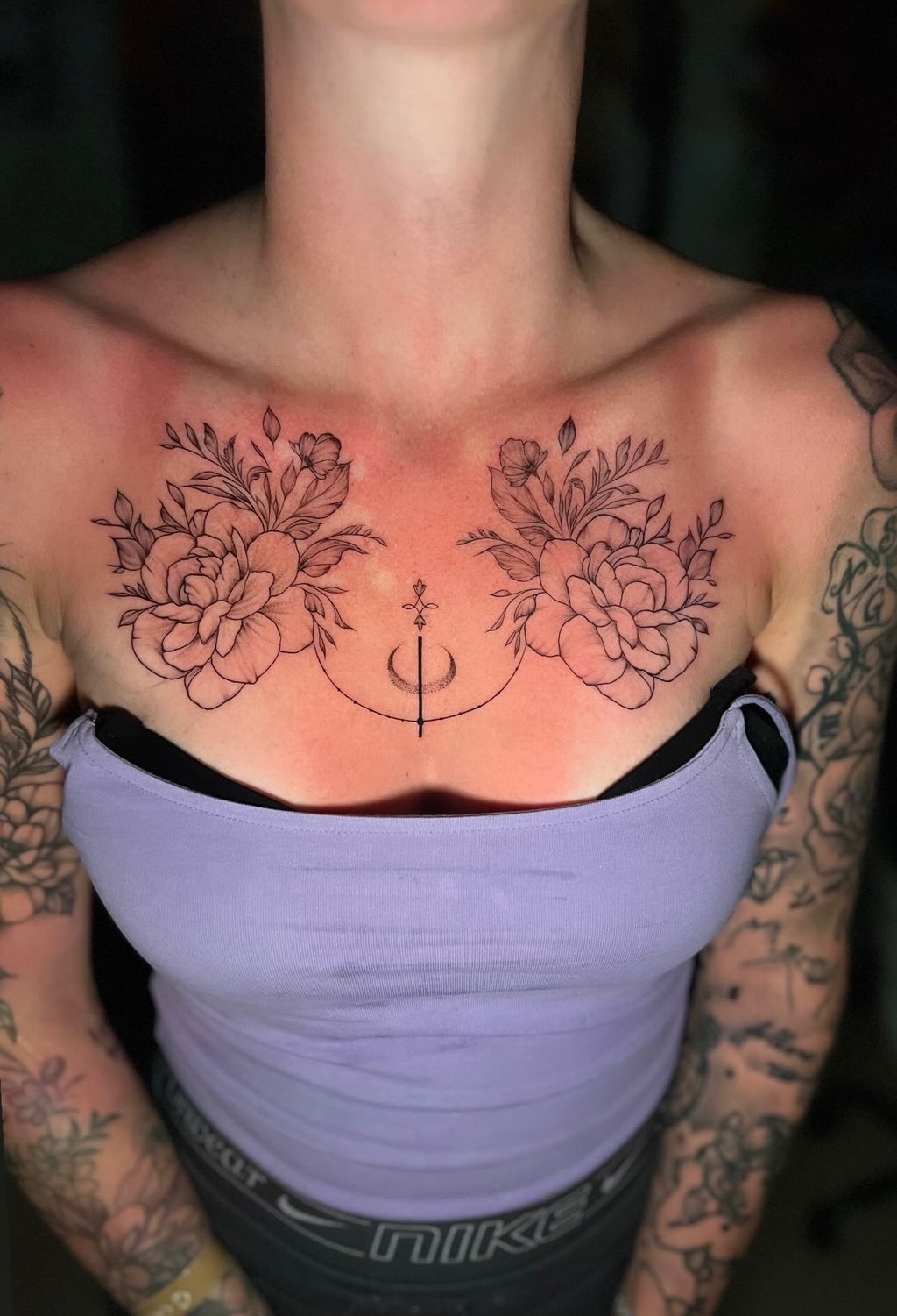 Realism tattoo flowers on chest — Hurghada Tattoo Studio