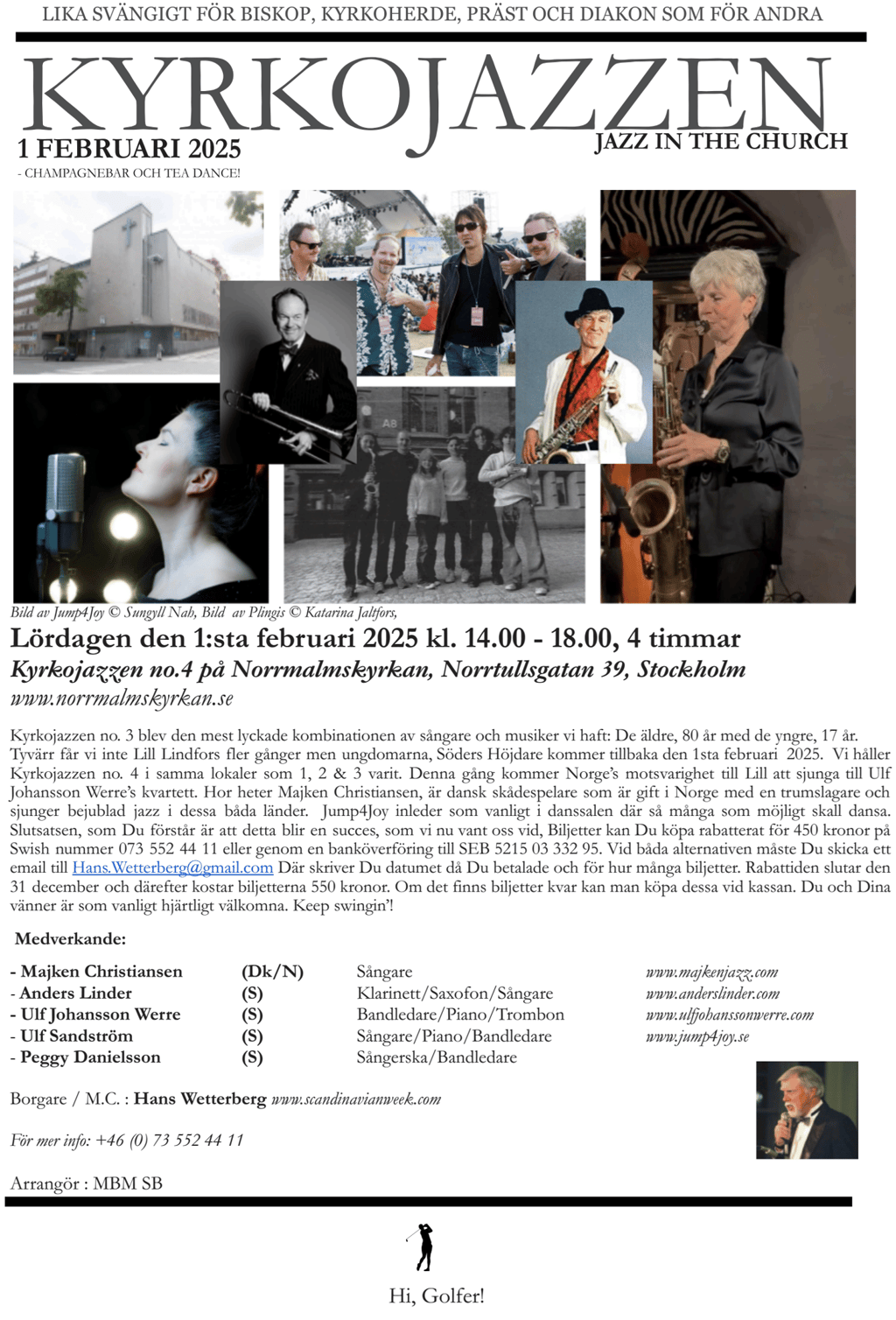 a flyer for a concert with a photo of a man playing a saxophone