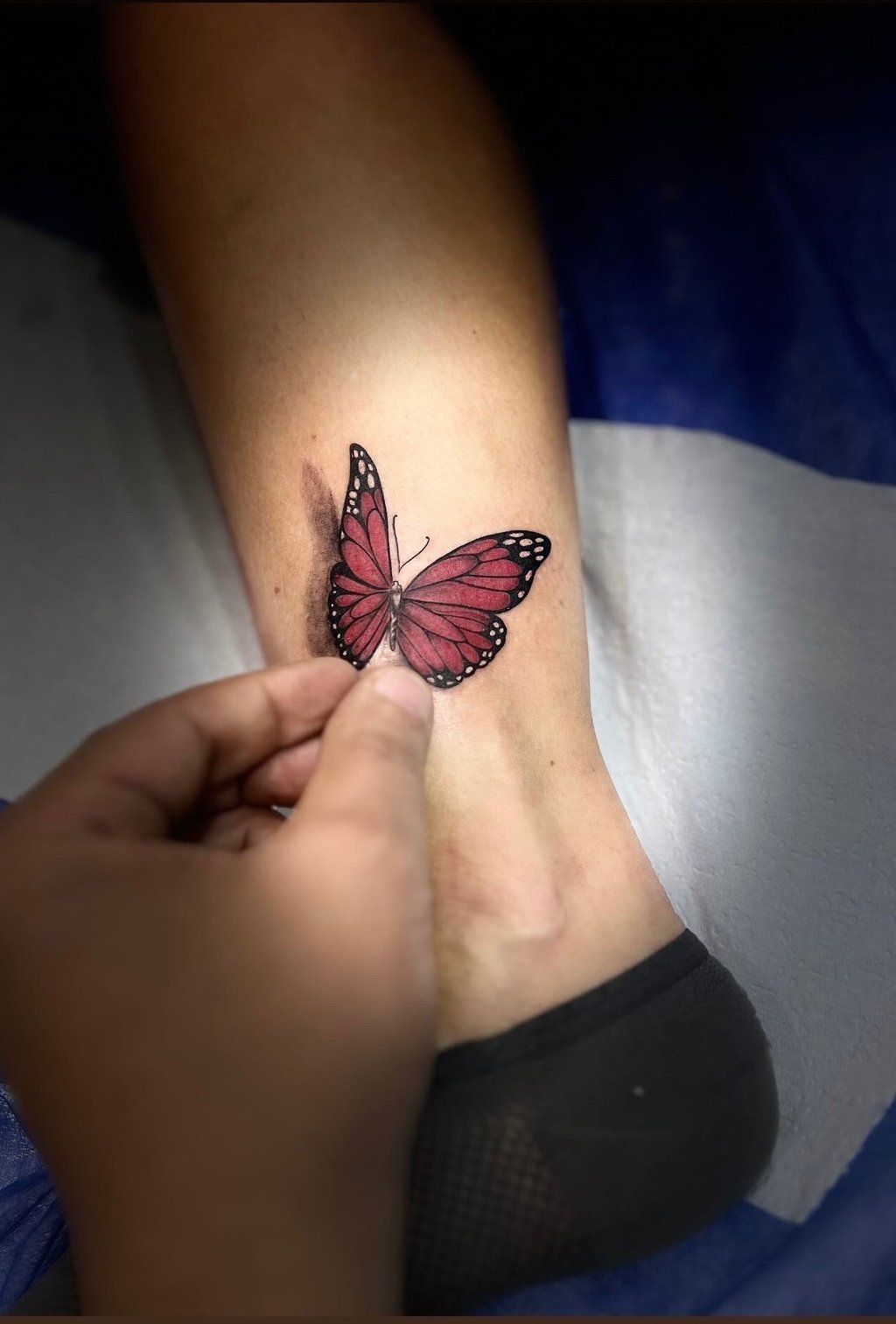 3D butterfly tattoo on shoulder — Hurghada Tattoo Studio