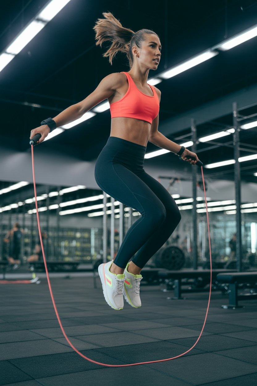 a woman doing cardio training in the gym