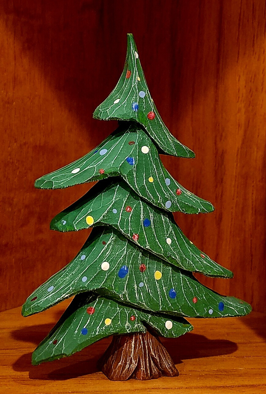 hand carved wood christmas tree