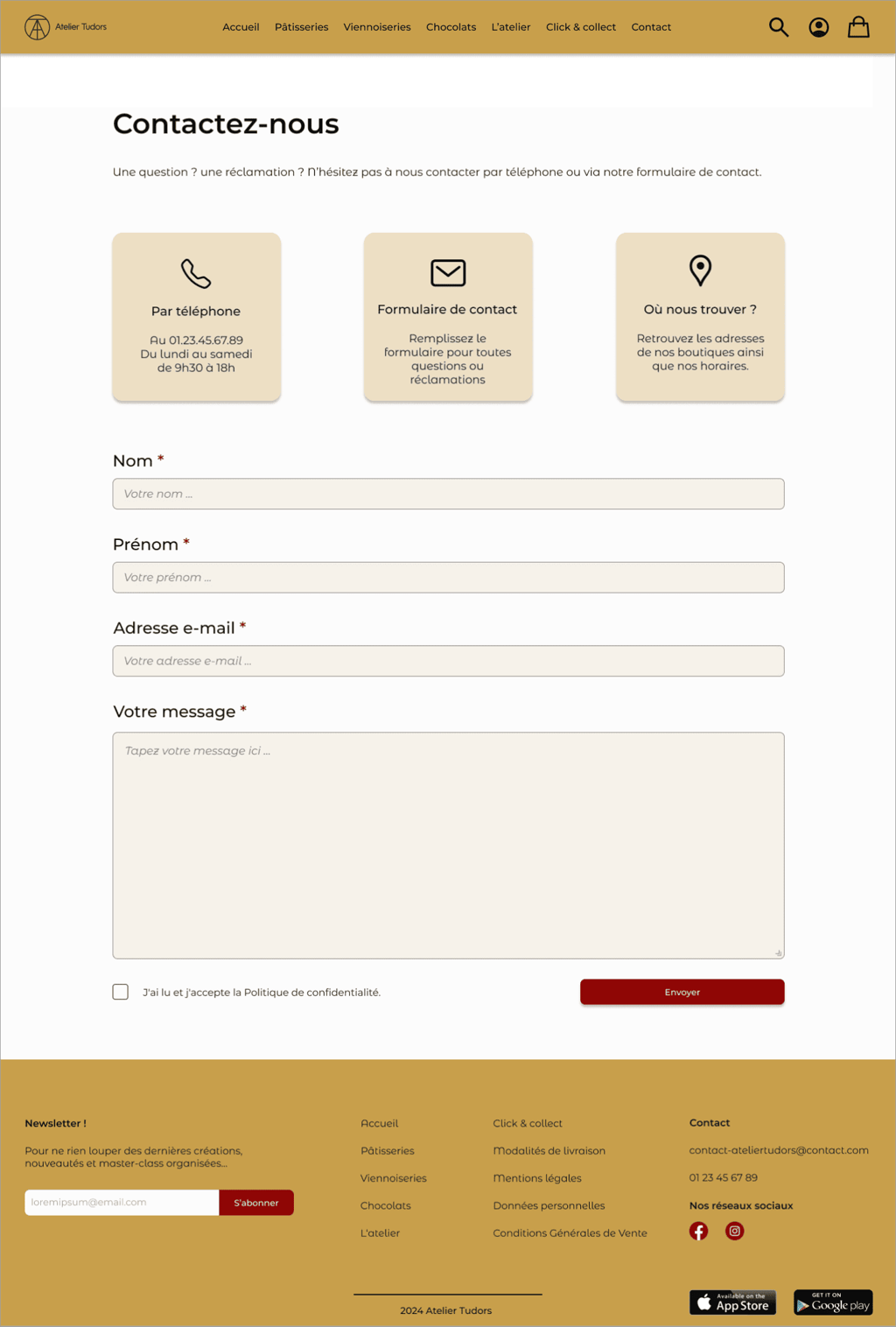 Atelier Tudors - Page Contact