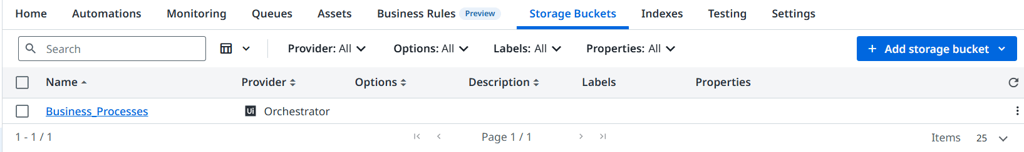 Cloud UiPath Orchestrator: Storage Buckets