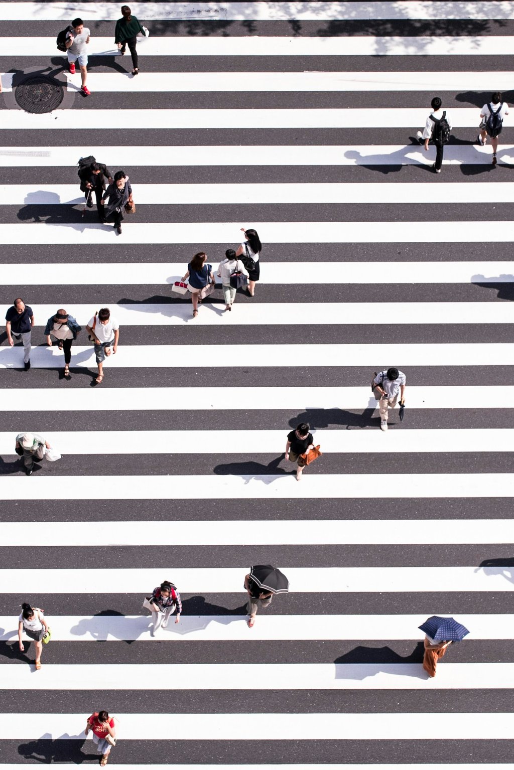 Pedestrians crossing a major road