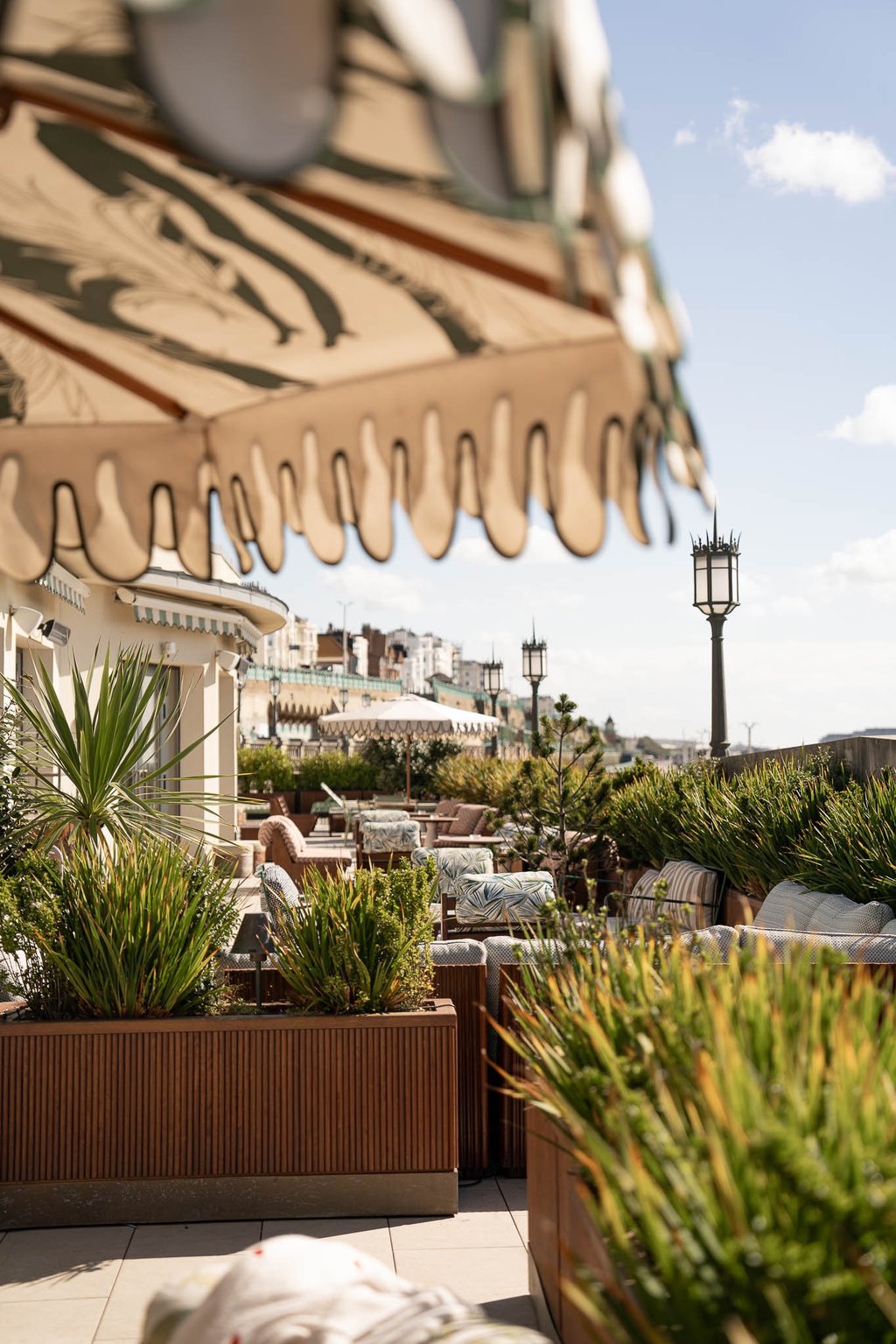 terrace with chars and tables on a sunny day