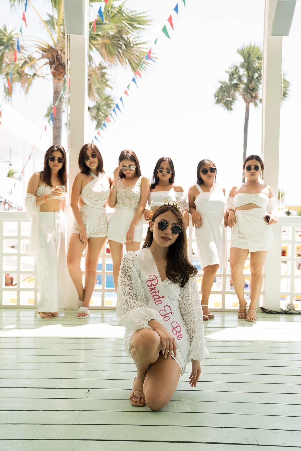 Bachelorette party with bride and friends at Batu Belig Beach Seminyak Bali