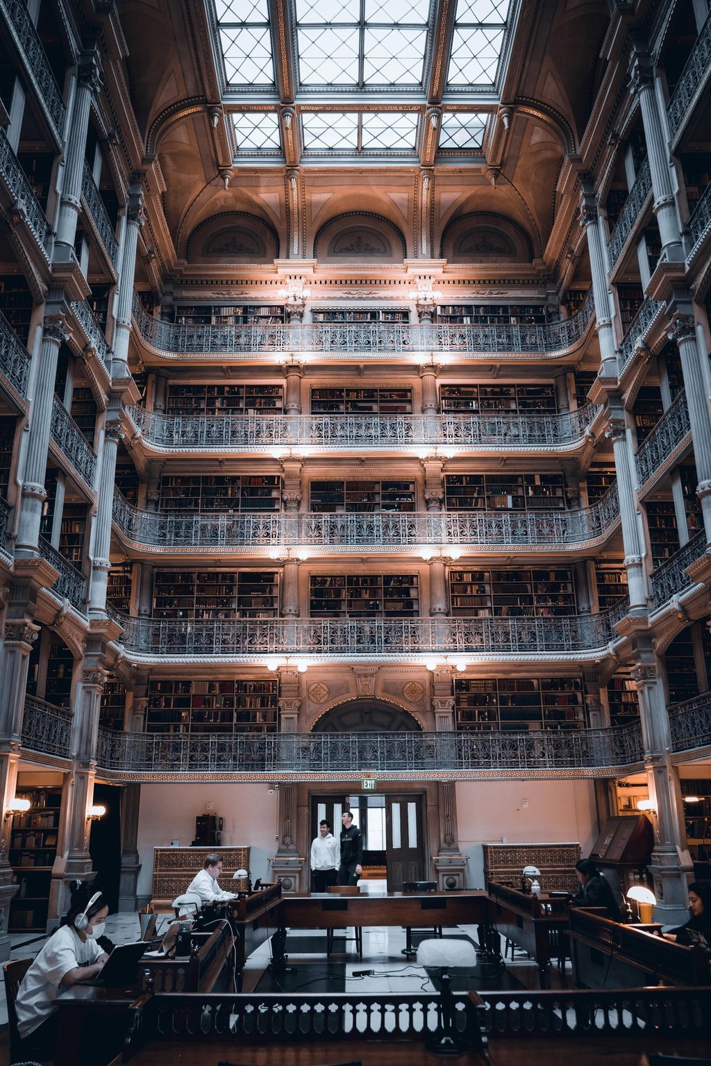 The Interior of the George Peabody Library in Baltimore , Maryland , USA