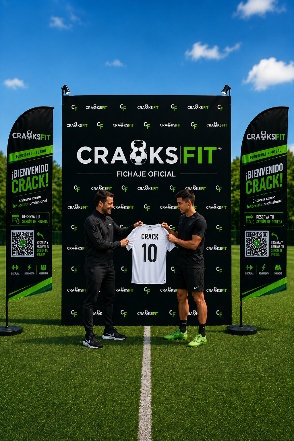 Participante recibe jersey de Cracks Fit durante ceremonia de fichaje oficial.