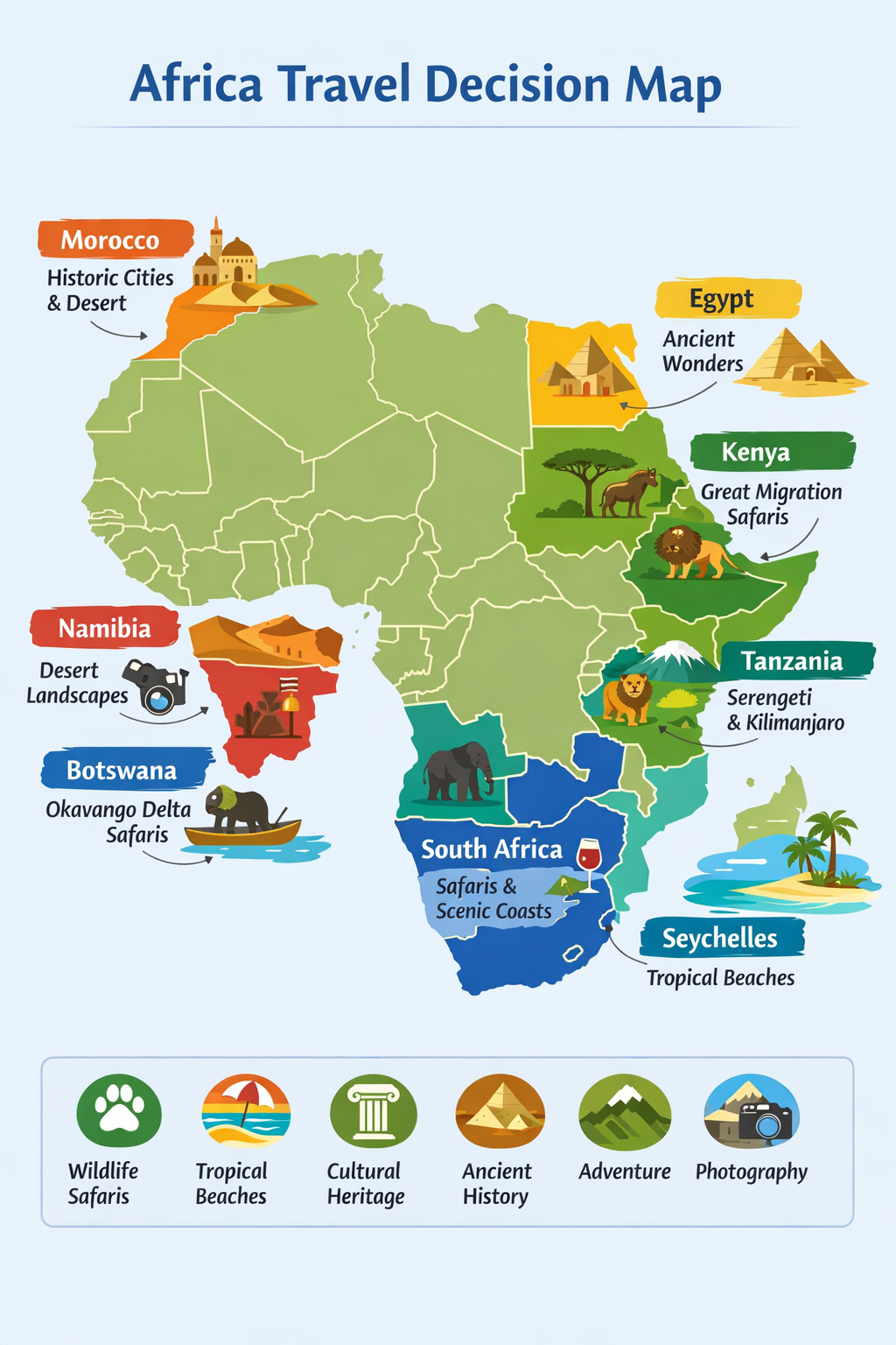 africa top travel destinations map