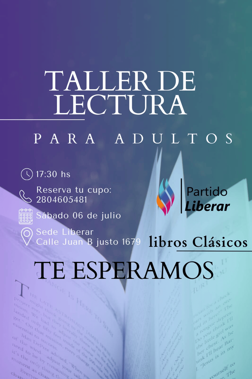 Taller de lectura para adultos. Partido Liberar Puerto Madryn. Javier Milei. 