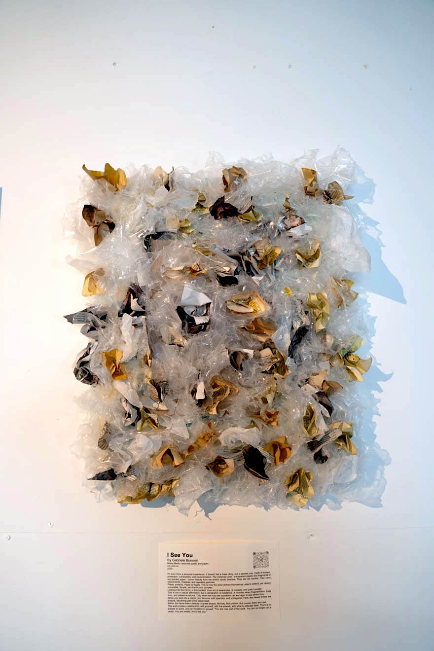 i see you - plastic and paper on mirror