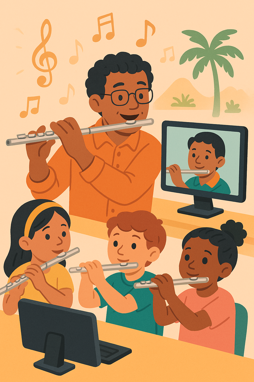 Flute lessons online topics covred, review and refine tone, scales, sight reading