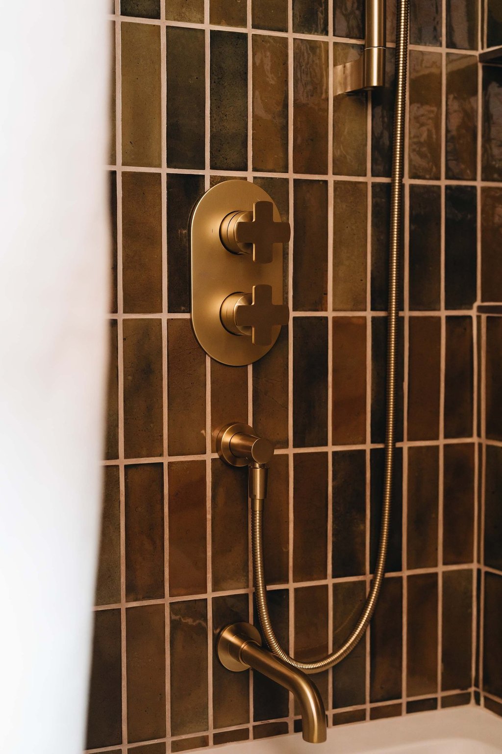 a shower with a shower head