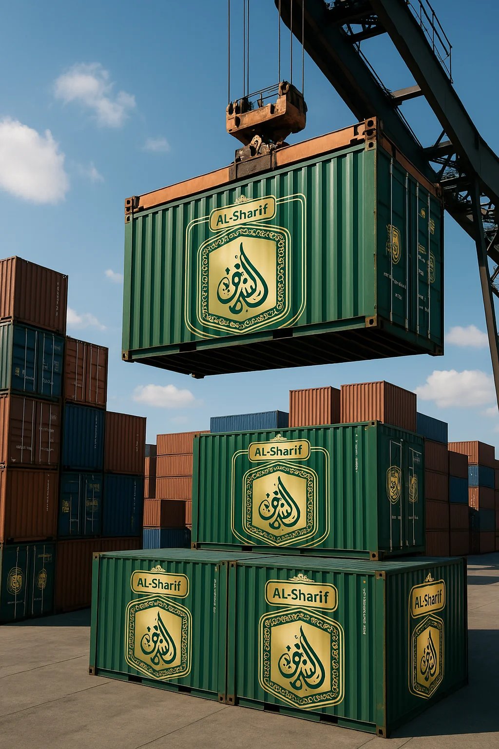 a craned crane with a crane in the background