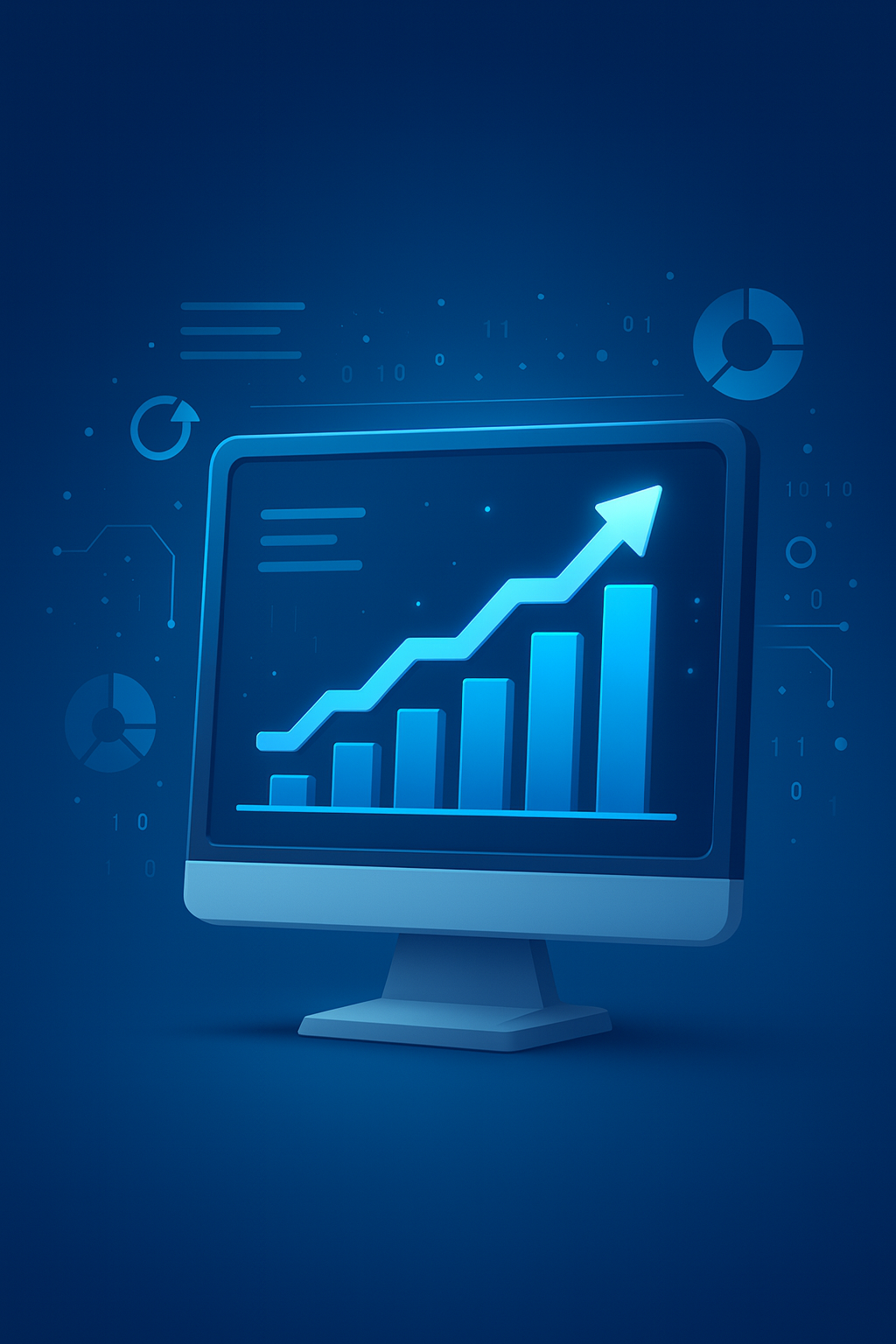 Growth chart on monitor symbolizing effective AI implementation