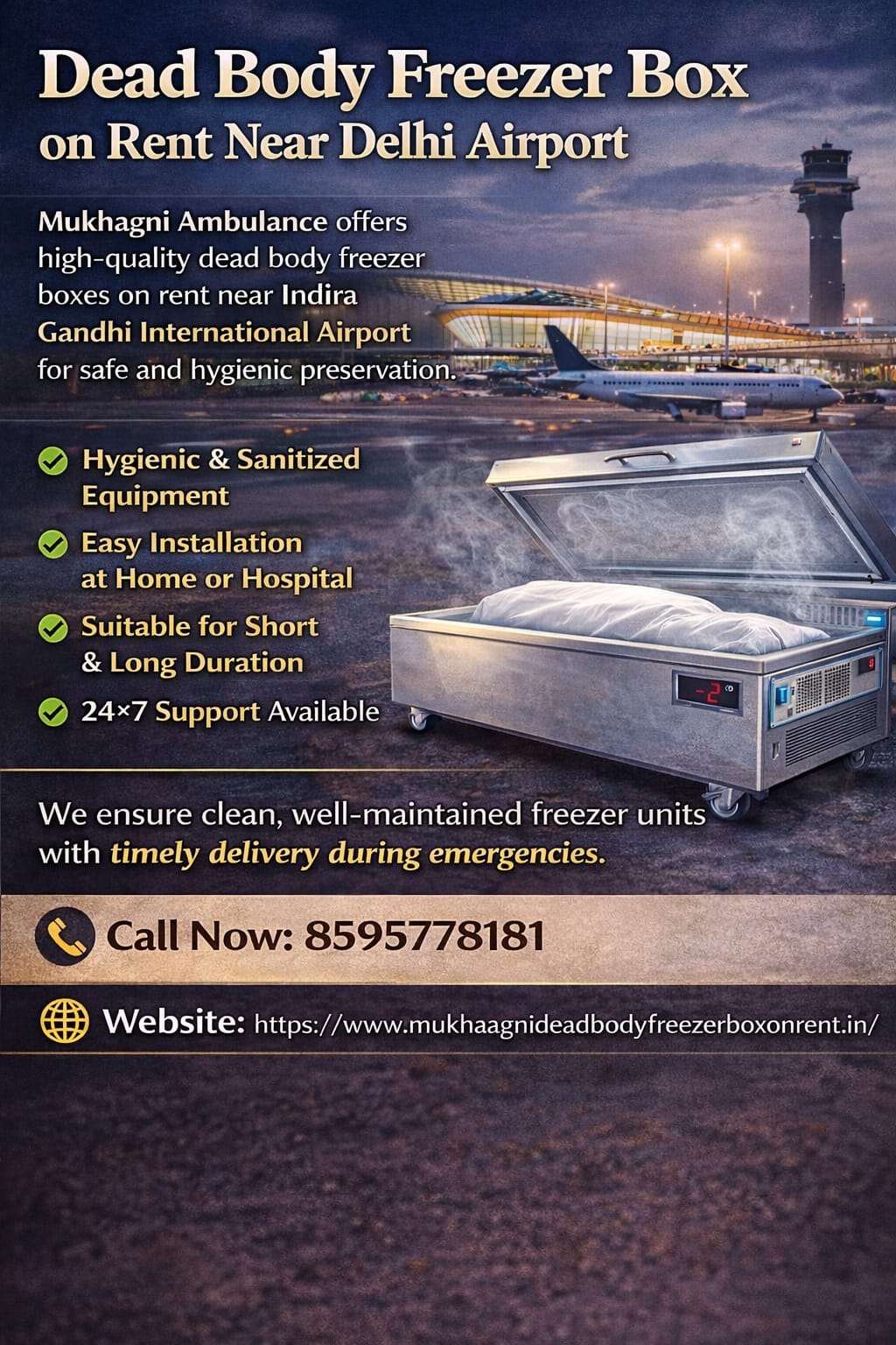 Dead Body Freezer Box on Rent Near Delhi Airport