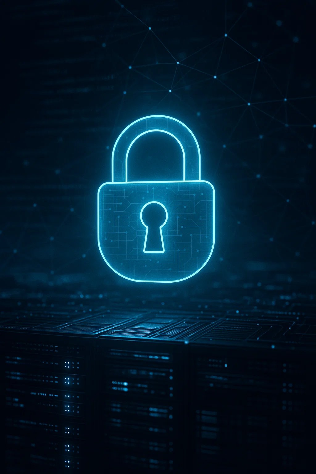 Digital lock symbol representing website security, backups, and data protection