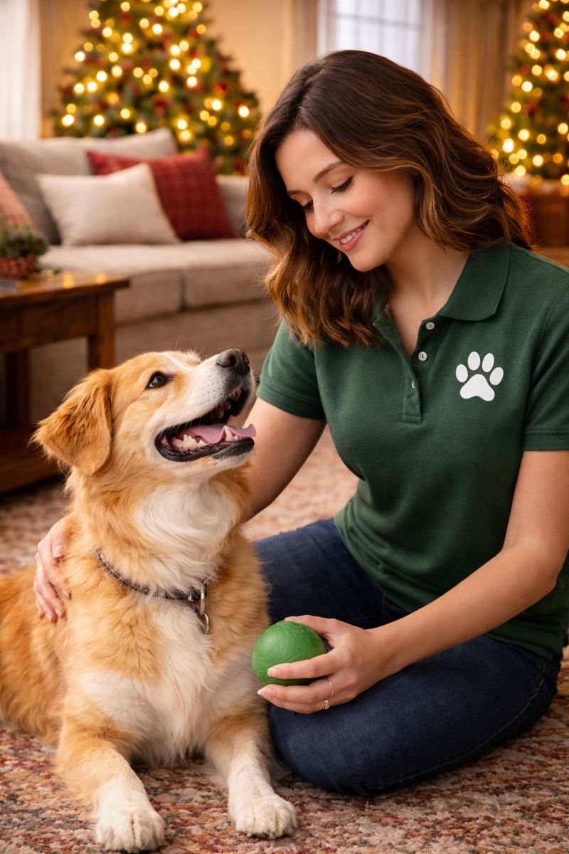 Pet sitter providing calm holiday pet care.