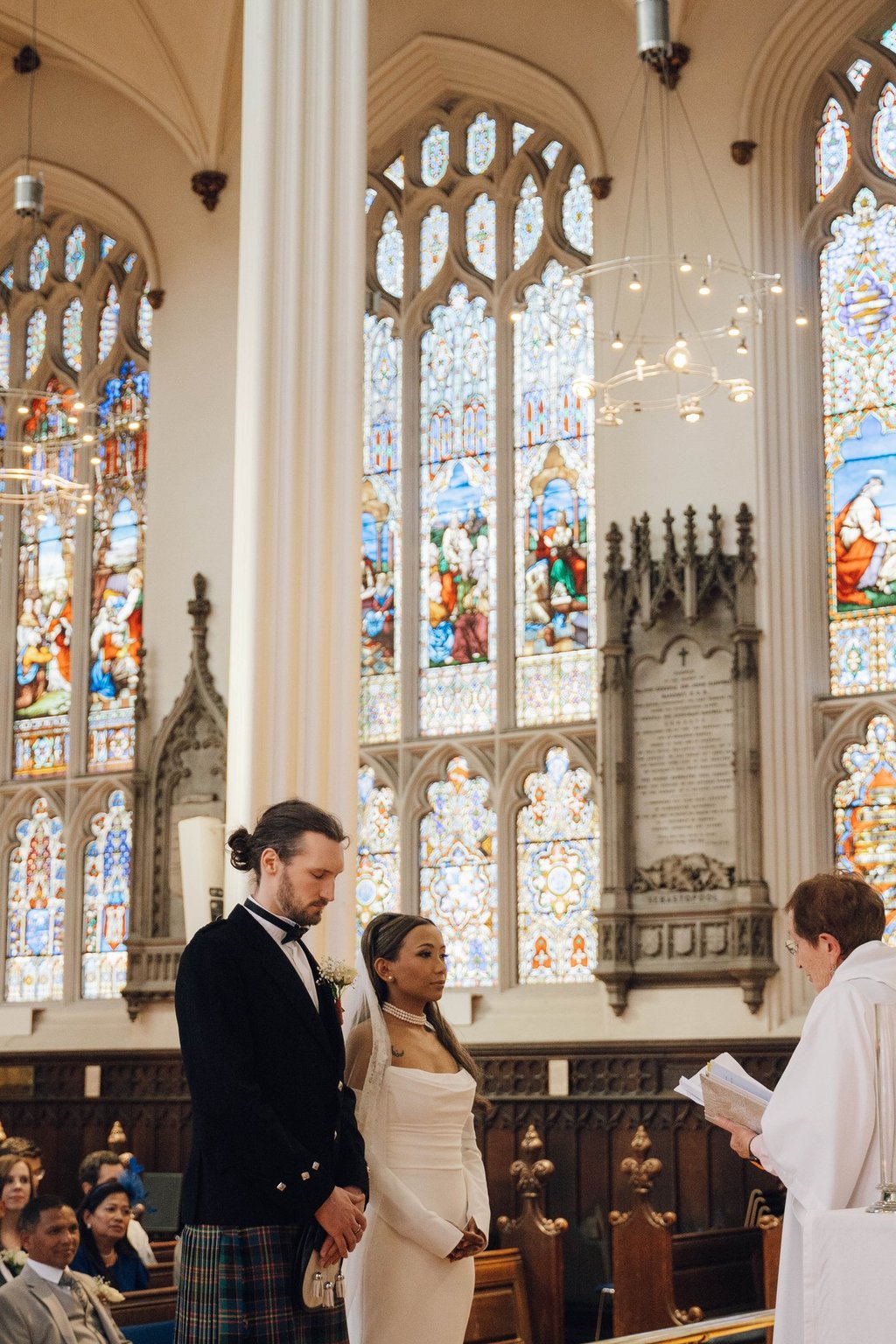 groom and bride in a wedding ceremony church