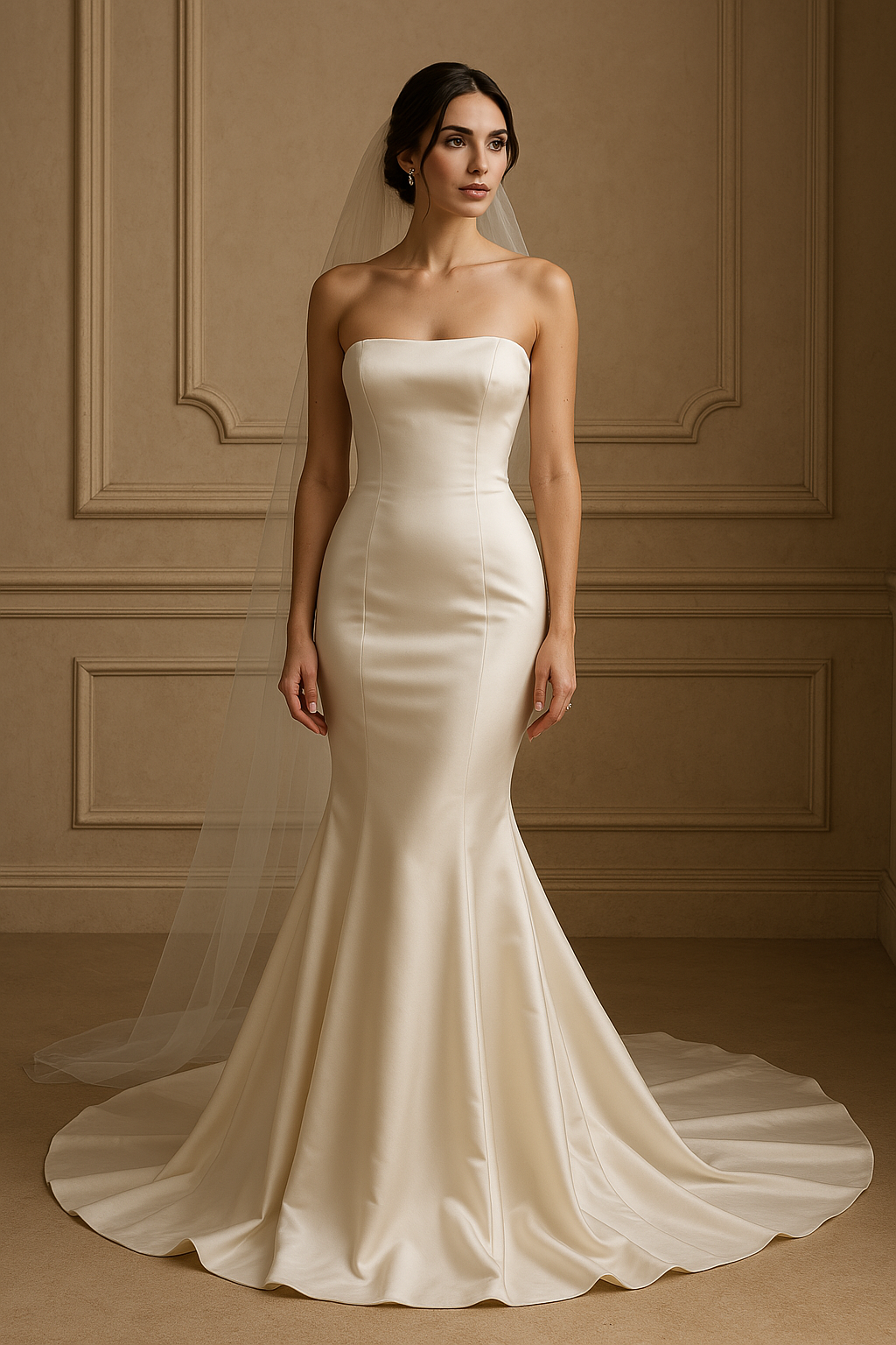femme porte une robe de mariée sirène