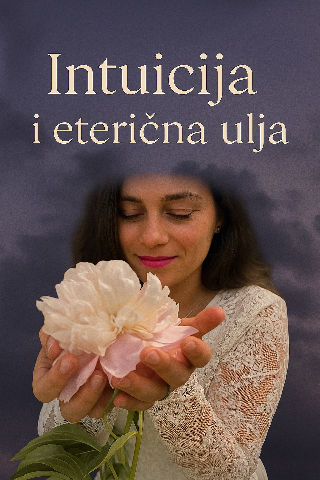 a woman holding a flower in her hands