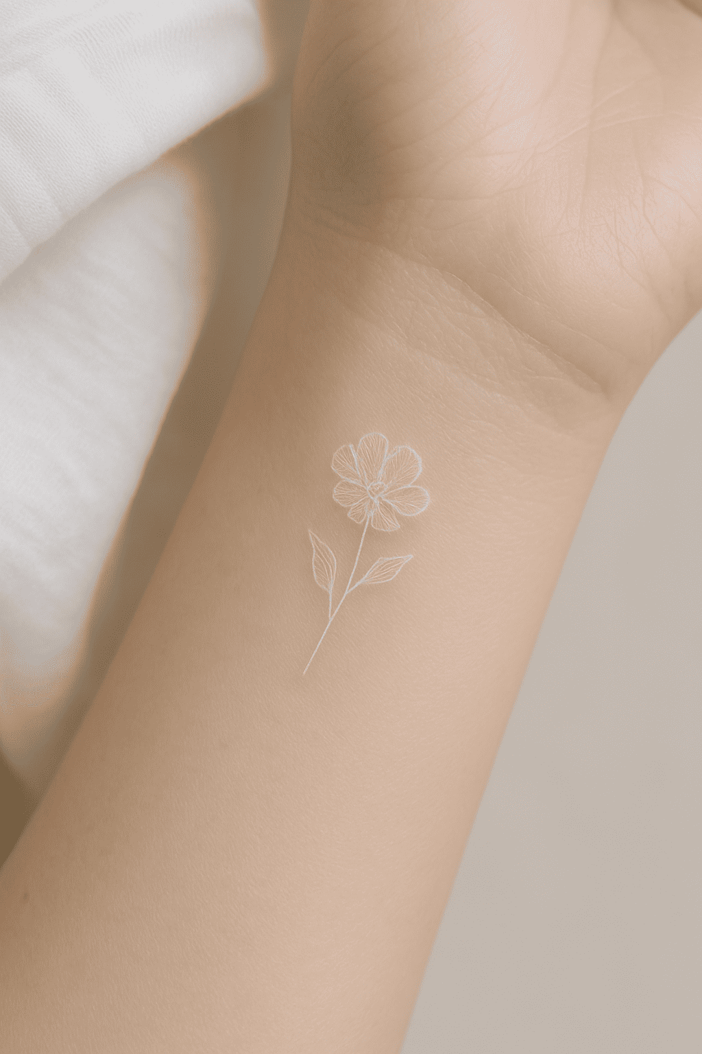 tatuaje en tinta blanca realizado en un estudio de tatuajes en Valencia