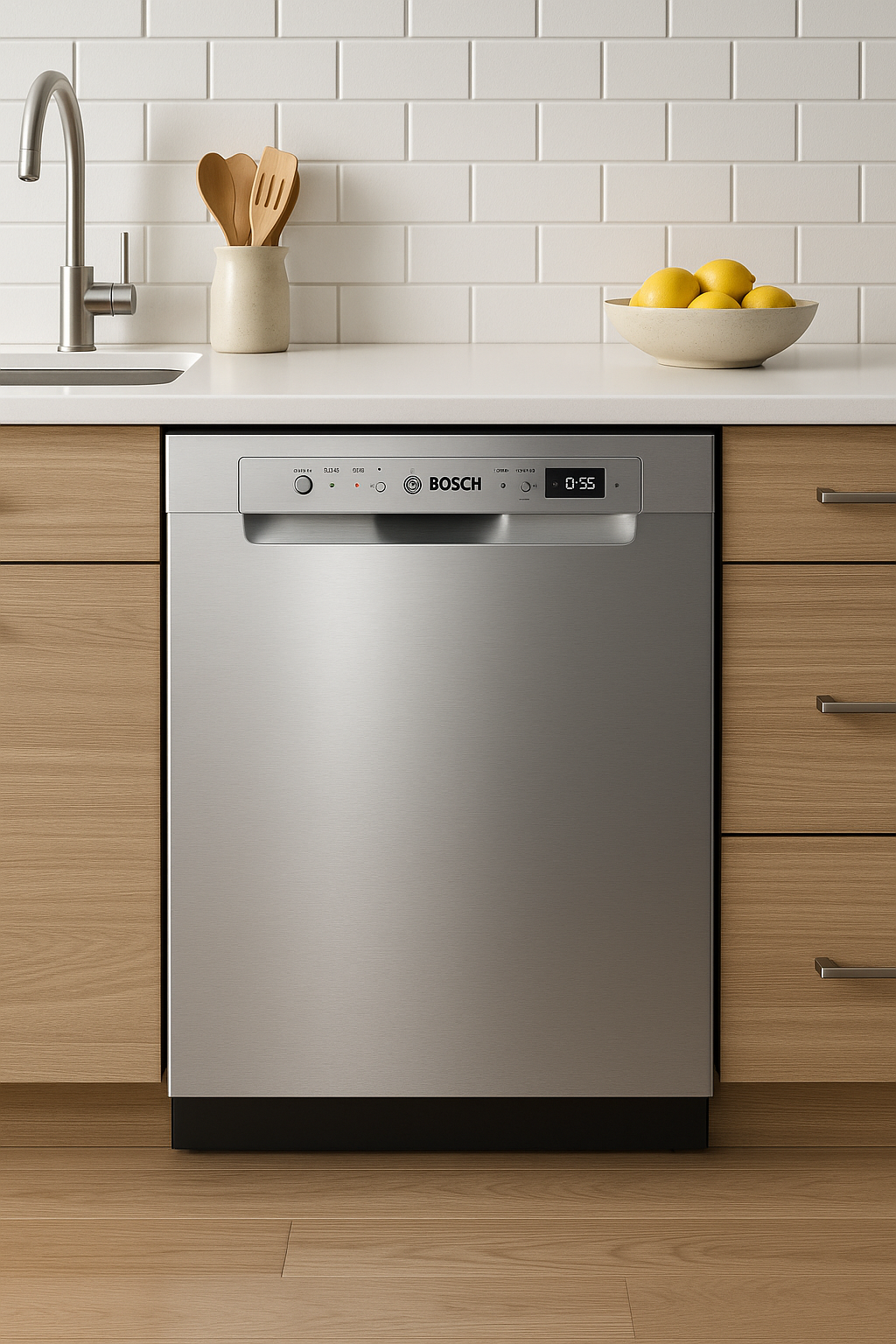 Bosch dishwasher in modern kitchen.