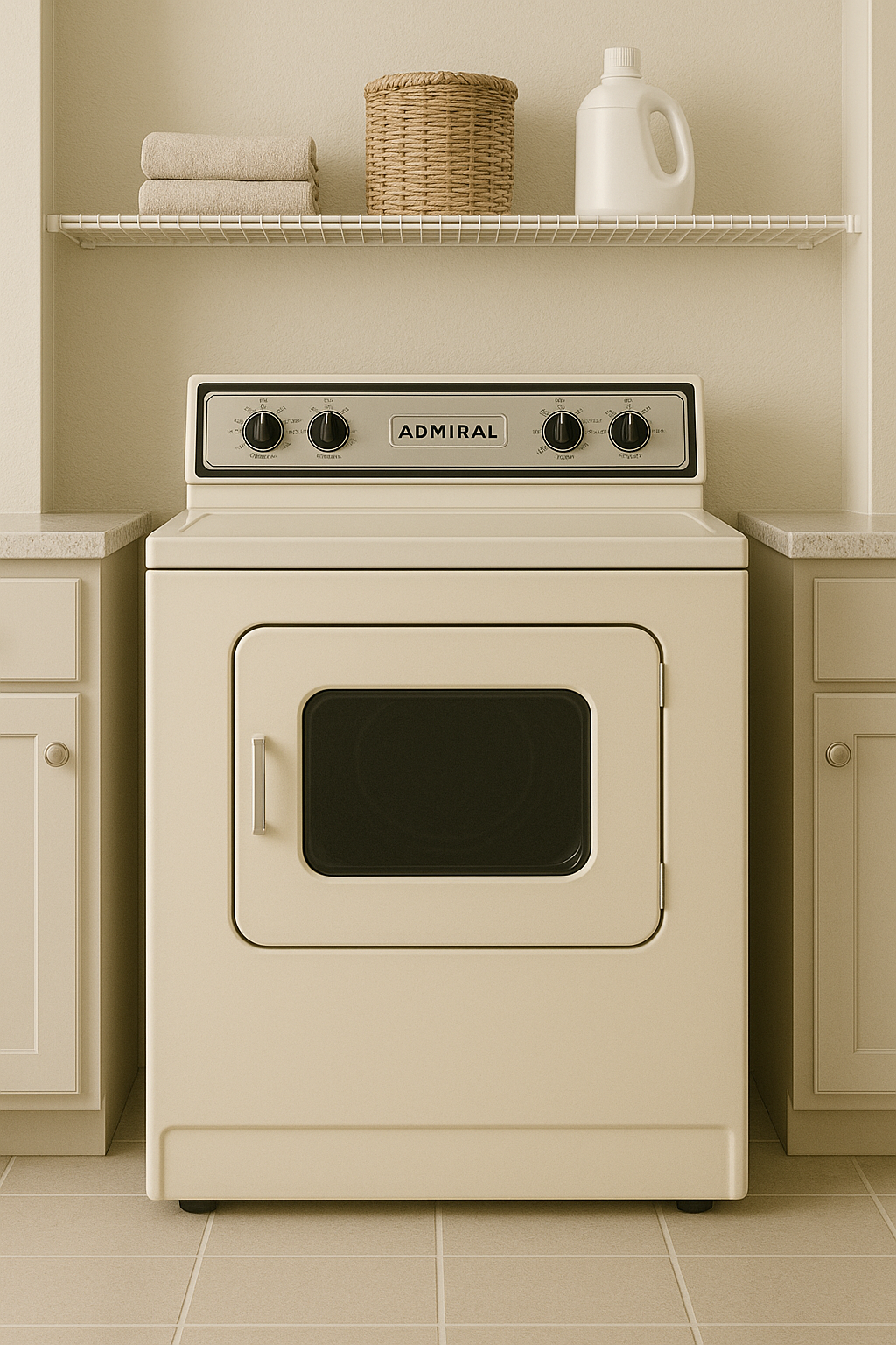 Vintage Admiral dryer in a laundry room – expert appliance repair service in Ottawa