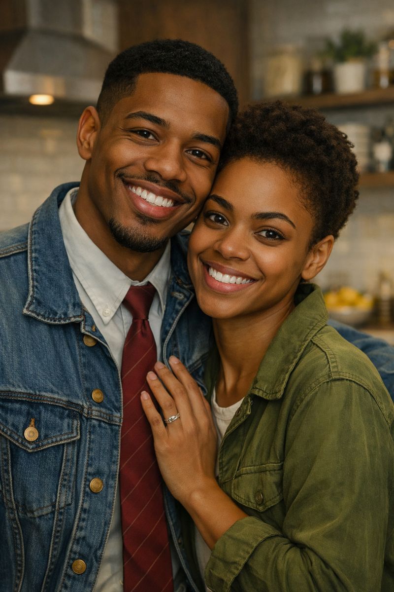 a man and woman standing in a kitchen