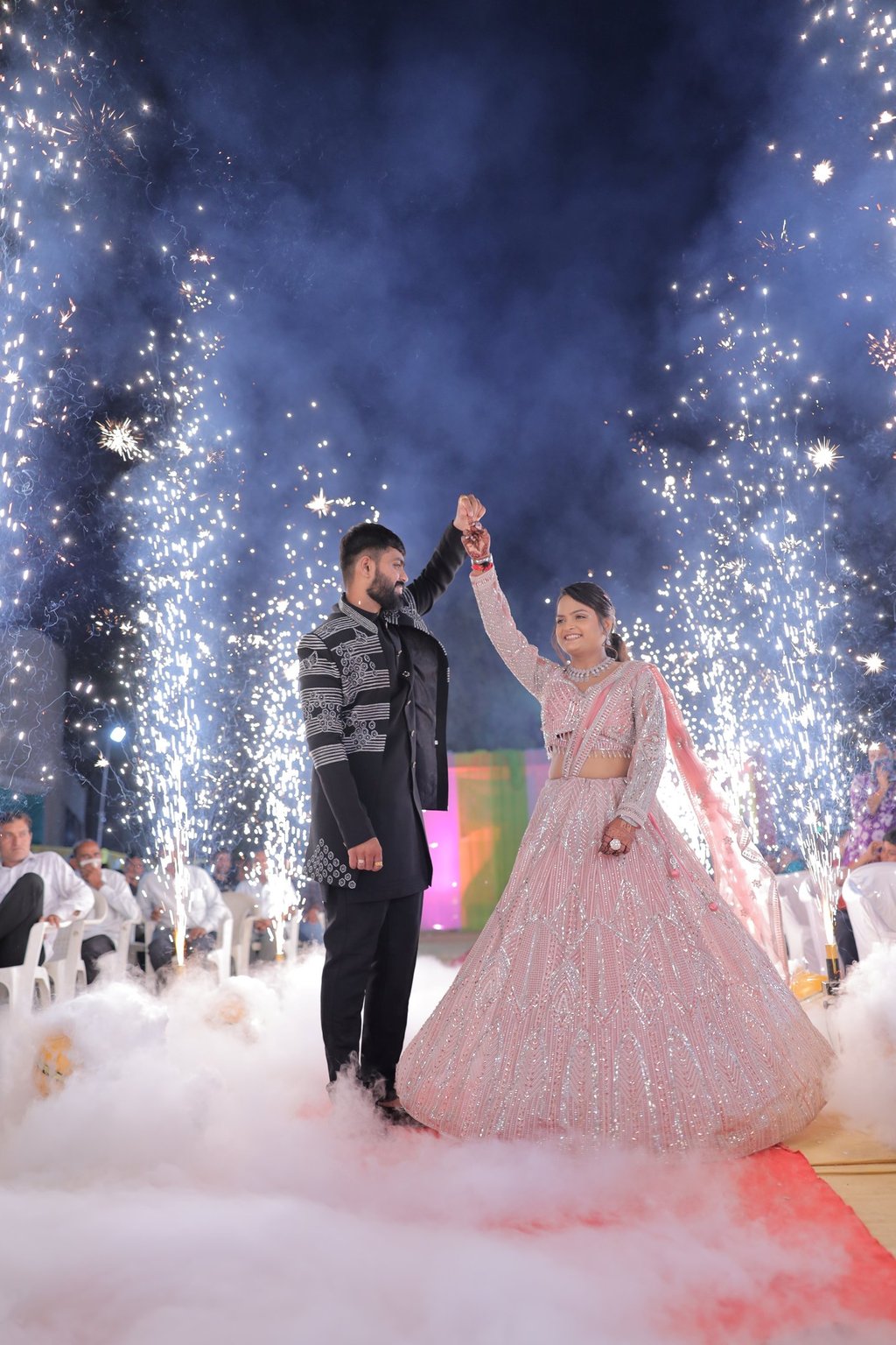 best reception bride and groom entry r&d bridal makeup and studio vadodara