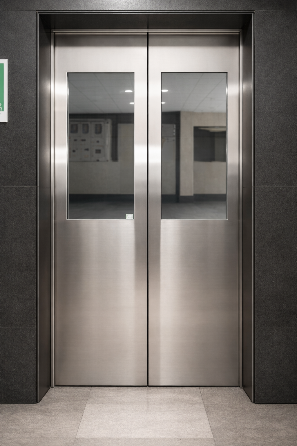Automatic passenger elevator doors with glass panels designed by Stellify Elevators in India