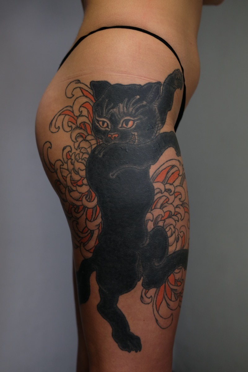 japanische yokai tattoo tebori 