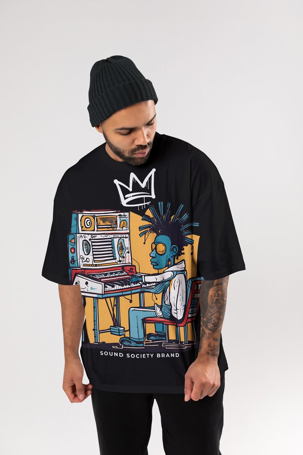 up-all-night-music-producer--sound-society-brand-tee-shirt-mock-up