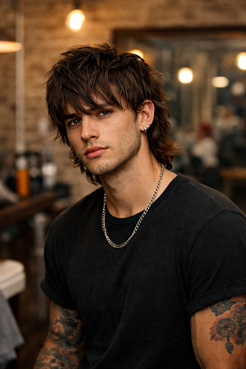 Mod cut hairstyle for men with textured layers at a barbershop in Southsea, Portsmouth