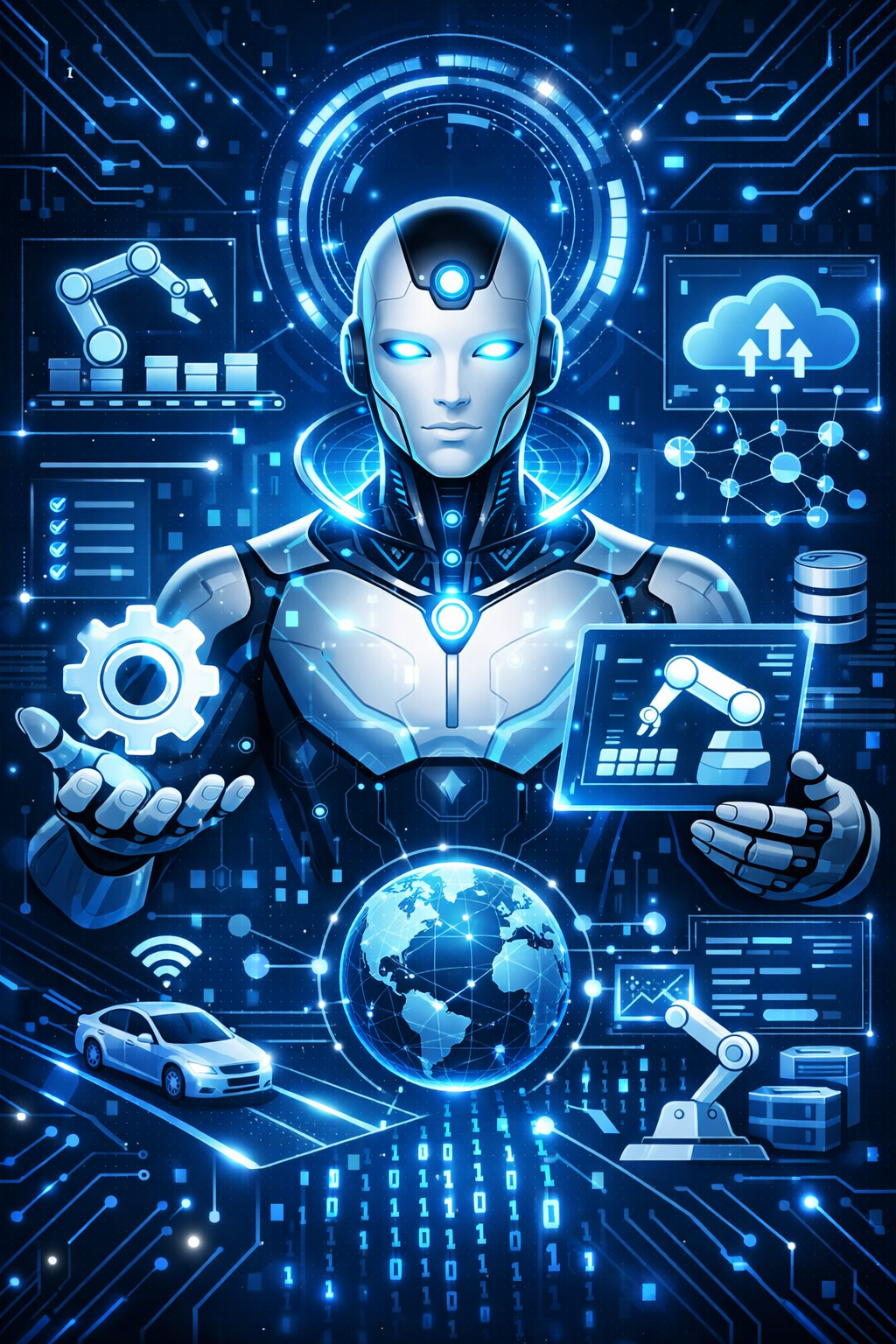 Agente de IA em uma interface digital, simbolizando automação inteligente e tecnologia avançada.