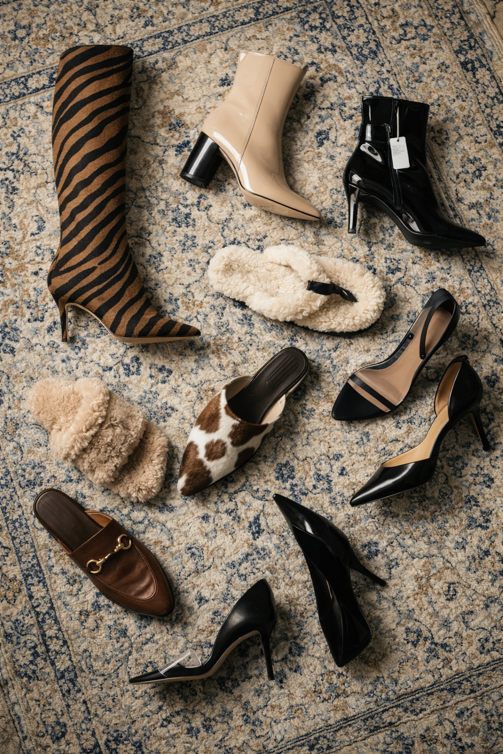 Fashion outfit inspiration with curated shoes and accessories