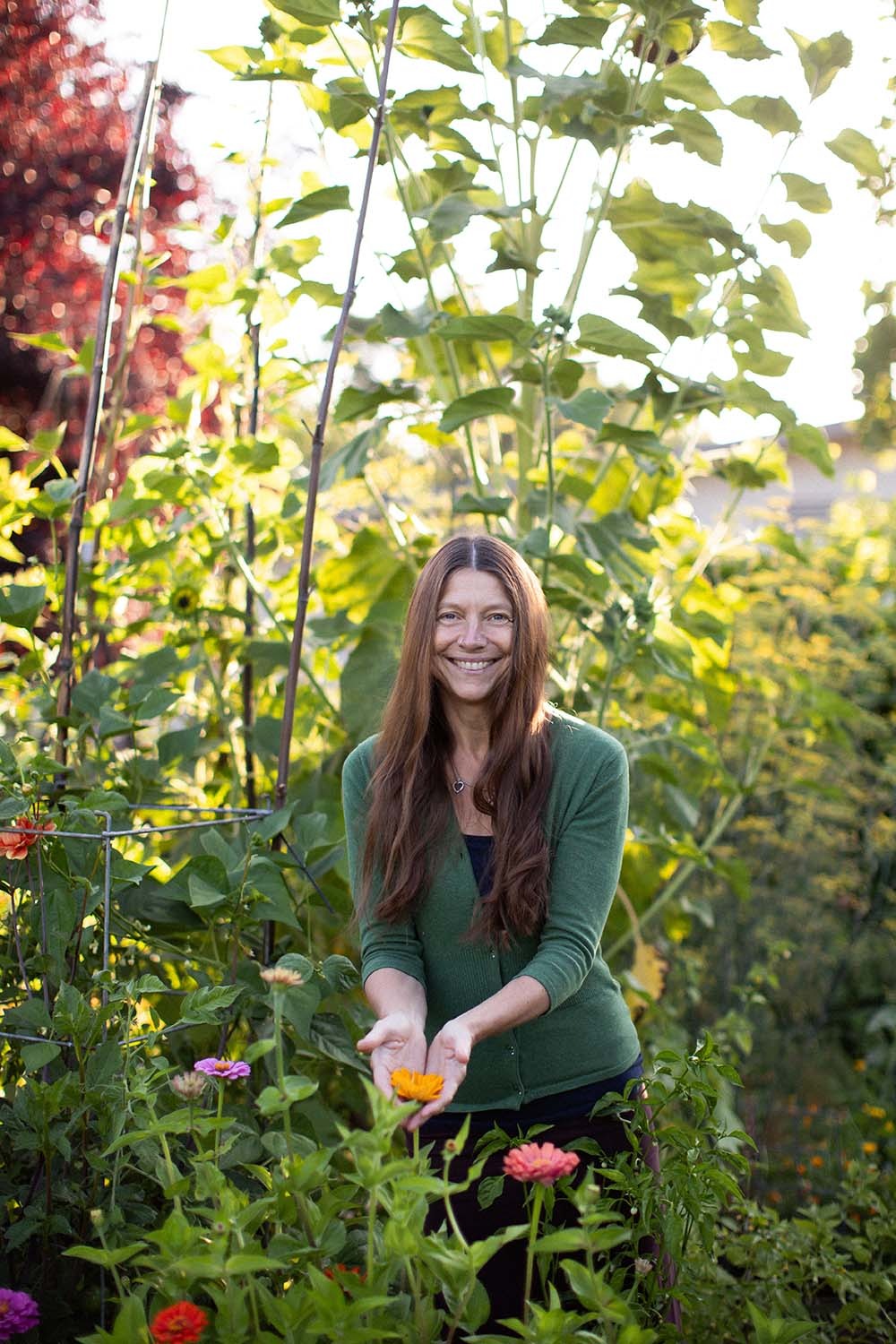 Tina Lilly, MS, LPC in her Portland garden